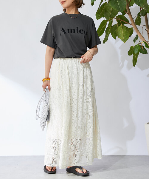 un dix cors（アンディコール）の「《清涼感・上品見え》ラッセルレーススカート（スカート・レディース・ブラック/ホワイト系その他・FREE）」の18枚目の写真