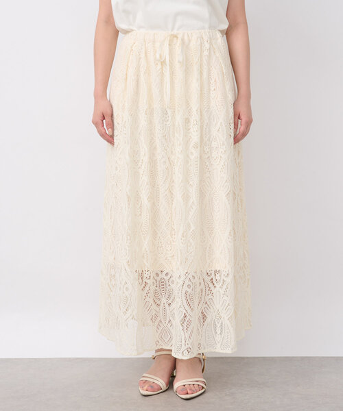 un dix cors（アンディコール）の「《清涼感・上品見え》ラッセルレーススカート（スカート・レディース・ブラック/ホワイト系その他・FREE）」の16枚目の写真