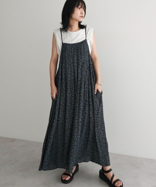 Green　Parks（グリーンパークス）の「I　楊柳クレープボリュームキャミワンピース（ワンピース・レディース・ブラック/ブルー/ミント/イエロー・FREE）」の3枚目の写真