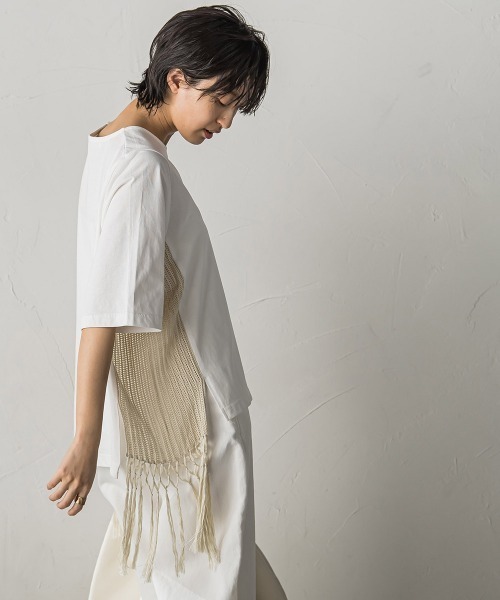 MAYSON GREY(メイソングレイ)の「サイドニットドッキングTシャツ≪手洗い可能≫(Tシャツ/カットソー・レディース・オフホワイト/ブラック・M)」の13枚目の写真