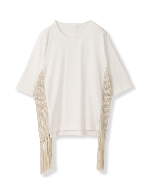 MAYSON GREY(メイソングレイ)の「サイドニットドッキングTシャツ≪手洗い可能≫(Tシャツ/カットソー・レディース・オフホワイト/ブラック・M)」の16枚目の写真