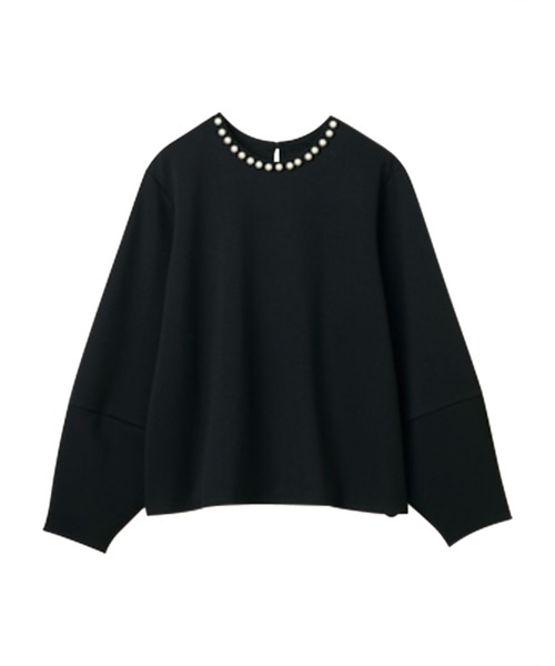 RANAN（ラナン）の「ＨＳパール調ネックデザインプルオーバー（Tシャツ/カットソー・レディース・ブラック/ネイビー/オフホワイト/ライトベージュ/スモークピンク・LL/M/L）」の9枚目の写真