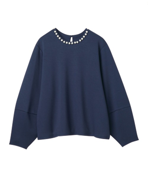 RANAN（ラナン）の「ＨＳパール調ネックデザインプルオーバー（Tシャツ/カットソー・レディース・ブラック/ネイビー/オフホワイト/ライトベージュ/スモークピンク・LL/M/L）」の11枚目の写真