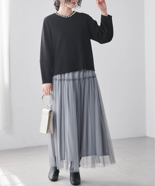 RANAN（ラナン）の「ＨＳパール調ネックデザインプルオーバー（Tシャツ/カットソー・レディース・ブラック/ネイビー/オフホワイト/ライトベージュ/スモークピンク・LL/M/L）」の19枚目の写真