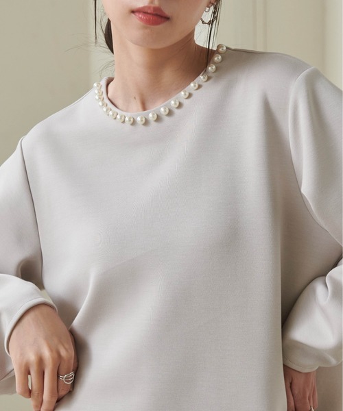 RANAN（ラナン）の「ＨＳパール調ネックデザインプルオーバー（Tシャツ/カットソー・レディース・ブラック/ネイビー/オフホワイト/ライトベージュ/スモークピンク・LL/M/L）」の22枚目の写真