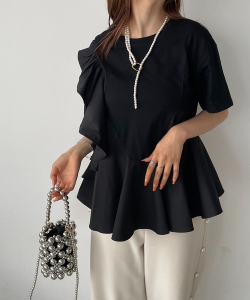 antic rag(アンティックラグ)の「オーガンジーフリルドッキングトップス(Tシャツ/カットソー・レディース・ホワイト/ブラック・FREE)」の18枚目の写真