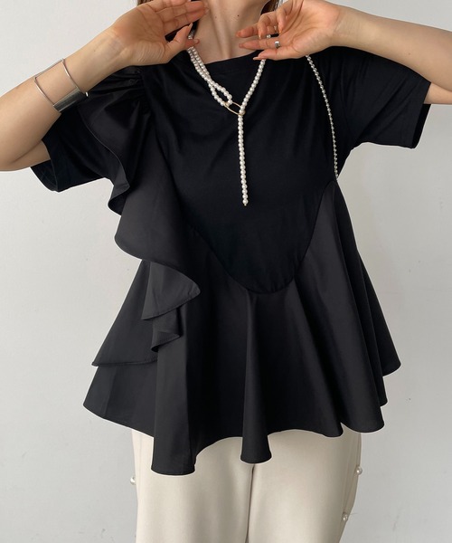 antic rag(アンティックラグ)の「オーガンジーフリルドッキングトップス(Tシャツ/カットソー・レディース・ホワイト/ブラック・FREE)」の19枚目の写真