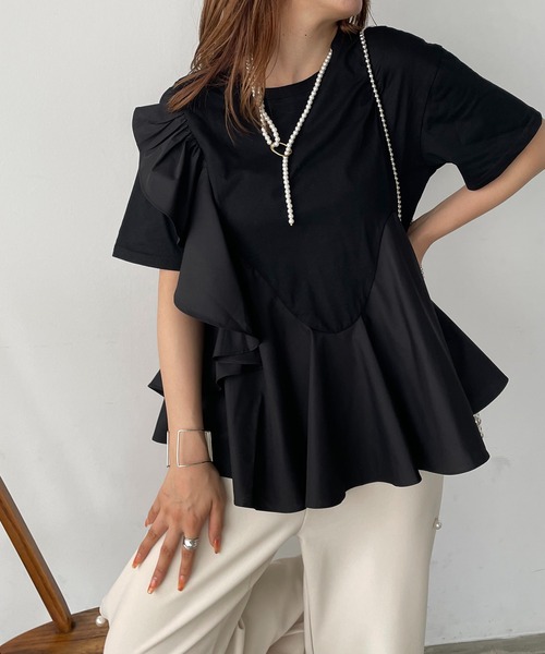 antic rag(アンティックラグ)の「オーガンジーフリルドッキングトップス(Tシャツ/カットソー・レディース・ホワイト/ブラック・FREE)」の20枚目の写真