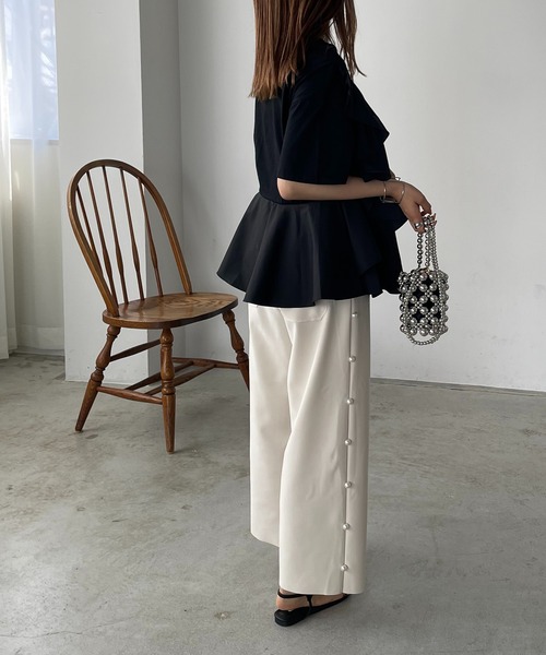 antic rag(アンティックラグ)の「オーガンジーフリルドッキングトップス(Tシャツ/カットソー・レディース・ホワイト/ブラック・FREE)」の4枚目の写真