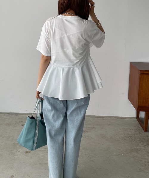 antic rag(アンティックラグ)の「オーガンジーフリルドッキングトップス(Tシャツ/カットソー・レディース・ホワイト/ブラック・FREE)」の9枚目の写真