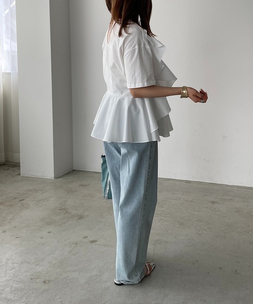 antic rag(アンティックラグ)の「オーガンジーフリルドッキングトップス(Tシャツ/カットソー・レディース・ホワイト/ブラック・FREE)」の12枚目の写真