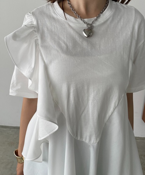 antic rag(アンティックラグ)の「オーガンジーフリルドッキングトップス(Tシャツ/カットソー・レディース・ホワイト/ブラック・FREE)」の14枚目の写真