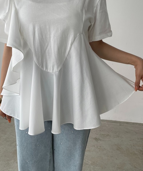 antic rag(アンティックラグ)の「オーガンジーフリルドッキングトップス(Tシャツ/カットソー・レディース・ホワイト/ブラック・FREE)」の15枚目の写真