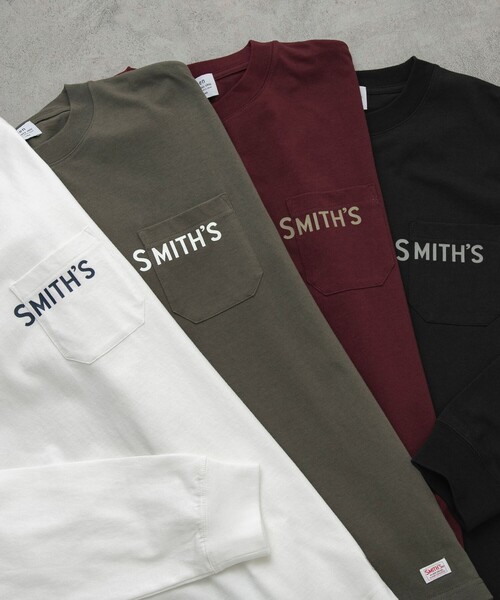 SMITH'S（スミス）の「SMITH'S（スミス）別注プリントポケットTシャツ（WEB限定カラー）（Tシャツ/カットソー・メンズ・ホワイト/ダークグレー/オレンジ系その他/ブラック・L/M/XL）」の5枚目の写真