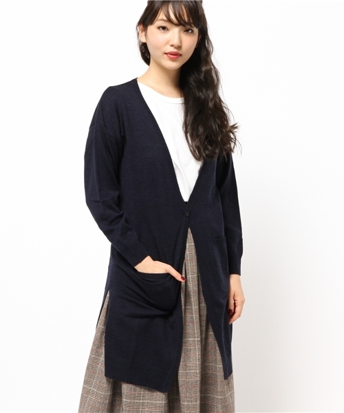 CIAOPANIC（チャオパニック）の「【Ciaopanic】　AC/Wロングカーデ（カーディガン/ボレロ・レディース・ホワイト/ネイビー/マスタード/グレー・FREE）」の4枚目の写真