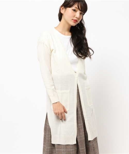 CIAOPANIC（チャオパニック）の「【Ciaopanic】　AC/Wロングカーデ（カーディガン/ボレロ・レディース・ホワイト/ネイビー/マスタード/グレー・FREE）」の2枚目の写真