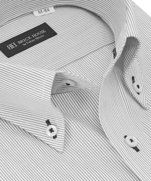 TOKYO SHIRTS（トウキョウシャツ）の「形態安定ノーアイロン ボタンダウン 長袖ビジネスワイシャツ（ビジネスシャツ・メンズ・グレー・首回り43cm-裄丈86cm/首回り43cm-裄丈82cm/首回り42cm-裄丈86cm/首回り42cm-裄丈82cm/首回り41cm-裄丈86cm/首回り41cm-裄丈82cm/首回り39cm-裄丈84cm/首回り39cm-裄丈80cm/首回り37cm-裄丈80cm/首回り37cm-裄丈84cm）」の3枚目の写真