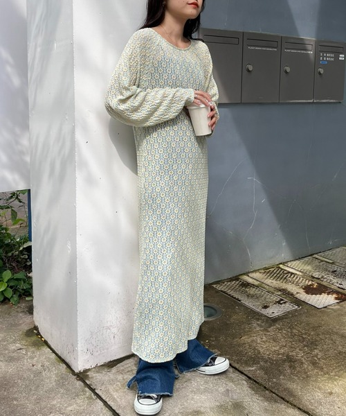 CIAOPANIC TYPY（チャオパニックティピー）の「ジャガード風フラワーレースワンピース（ワンピース・レディース・ブラック/オフホワイト/サックスブルー/ブラック系その他・ONE SIZE）」の20枚目の写真