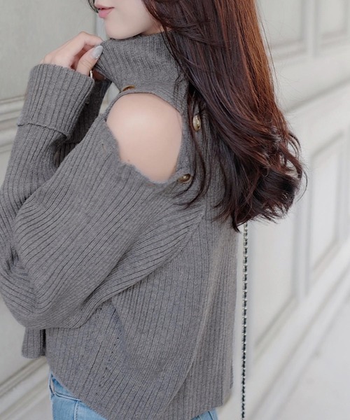 セール】【mily bilet】上品なあざとかわいい。肩スリット2WAYボタン