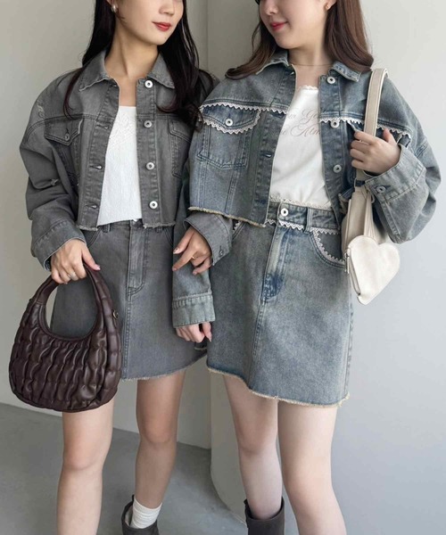 one after another NICE CLAUP デニムジャケット ロゴ刺しゅうデニムジャケット | レディースファッション通販の