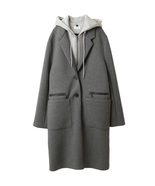 Editt by YECCA VECCA（エディットバイイェッカヴェッカ）の「2way接結編みレイヤードコート（その他アウター・レディース・杢グレー/ブラック・FREE）」の11枚目の写真