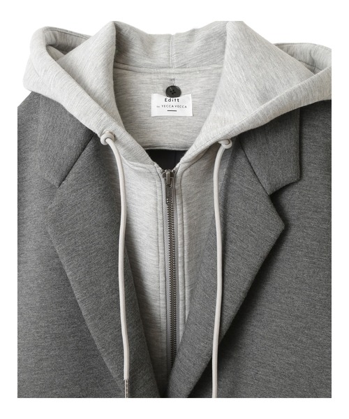 Editt by YECCA VECCA（エディットバイイェッカヴェッカ）の「2way接結編みレイヤードコート（その他アウター・レディース・杢グレー/ブラック・FREE）」の9枚目の写真