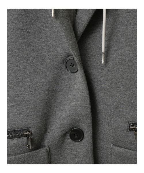 Editt by YECCA VECCA（エディットバイイェッカヴェッカ）の「2way接結編みレイヤードコート（その他アウター・レディース・杢グレー/ブラック・FREE）」の6枚目の写真