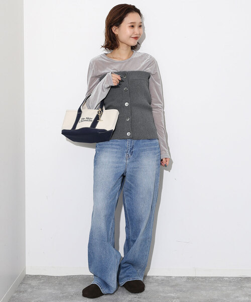 SLOBE IENA(スローブイエナ)の「コットンリブビスチェ(ベスト・レディース・ブラック/チャコールグレー・FREE)」の15枚目の写真