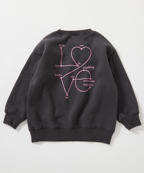 【momoちびママ】RE. 仲里依紗 デビルセレブリティスウェットブラック セール】デビラボ ガールズ プリント BOXシルエット 裏起毛トレーナー