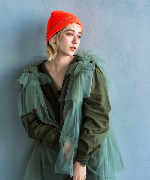 ORIENT MILLINERY（オリエント ミリナリー）の「TUBU【ﾂﾌﾞ】フレンチノットステッチ ニットキャップ（ニットキャップ/ビーニー・レディース・グレー/ブラック/ホワイト/オレンジ・FREE）」の12枚目の写真