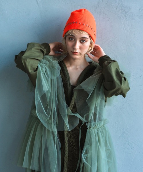 ORIENT MILLINERY（オリエント ミリナリー）の「TUBU【ﾂﾌﾞ】フレンチノットステッチ ニットキャップ（ニットキャップ/ビーニー・レディース・グレー/ブラック/ホワイト/オレンジ・FREE）」の13枚目の写真