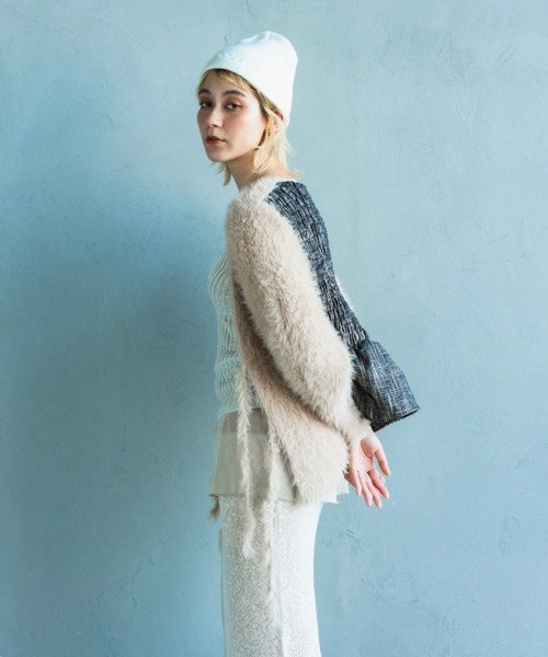 ORIENT MILLINERY（オリエント ミリナリー）の「TUBU【ﾂﾌﾞ】フレンチノットステッチ ニットキャップ（ニットキャップ/ビーニー・レディース・グレー/ブラック/ホワイト/オレンジ・FREE）」の7枚目の写真