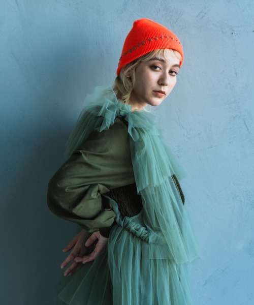 ORIENT MILLINERY（オリエント ミリナリー）の「TUBU【ﾂﾌﾞ】フレンチノットステッチ ニットキャップ（ニットキャップ/ビーニー・レディース・グレー/ブラック/ホワイト/オレンジ・FREE）」の14枚目の写真