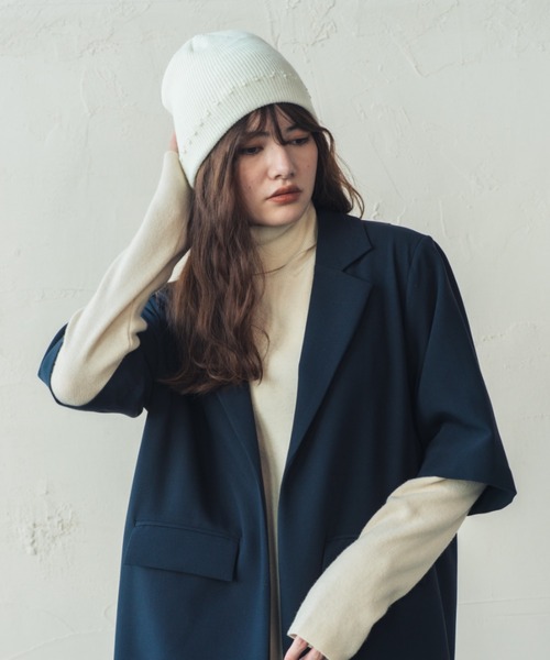 ORIENT MILLINERY（オリエント ミリナリー）の「TUBU【ﾂﾌﾞ】フレンチノットステッチ ニットキャップ（ニットキャップ/ビーニー・レディース・グレー/ブラック/ホワイト/オレンジ・FREE）」の17枚目の写真