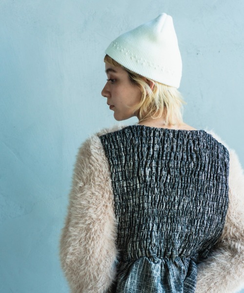 ORIENT MILLINERY（オリエント ミリナリー）の「TUBU【ﾂﾌﾞ】フレンチノットステッチ ニットキャップ（ニットキャップ/ビーニー・レディース・グレー/ブラック/ホワイト/オレンジ・FREE）」の6枚目の写真