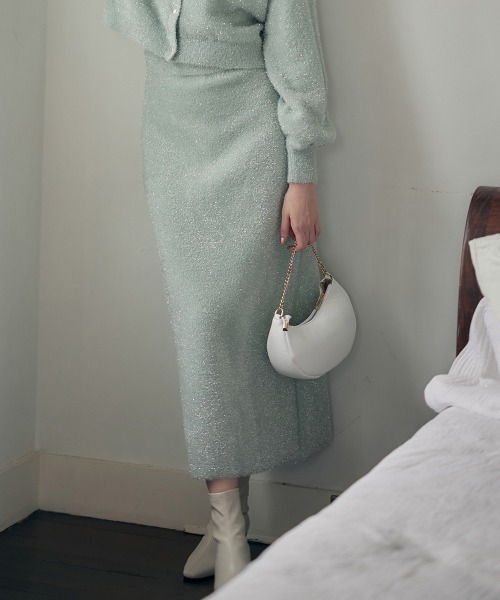 12Twelve Agenda（トゥエルブ　アジェンダ）の「ラメシャギーニットタイトスカート（スカート・レディース・ミント/グレイッシュベージュ・M）」の10枚目の写真