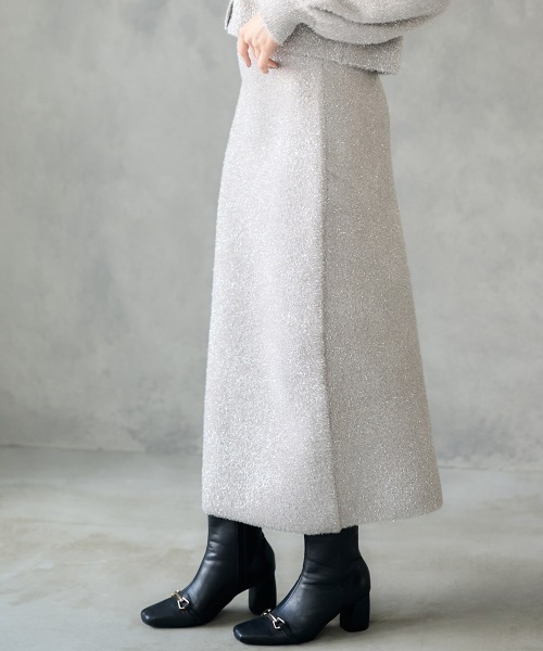 12Twelve Agenda（トゥエルブ　アジェンダ）の「ラメシャギーニットタイトスカート（スカート・レディース・ミント/グレイッシュベージュ・M）」の4枚目の写真