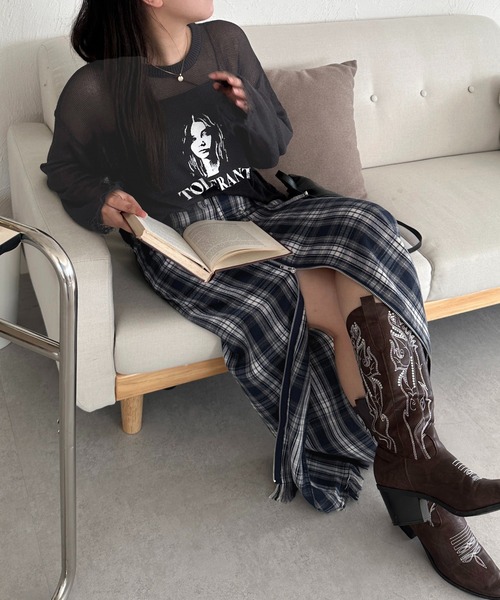 apres jour mignon（アプレジュールミニョン）の「【apresjour mignon SOIE】ZIPオープンチェックスカート【ZOZOTOWN限定アイテム】（スカート・レディース・ダークブラウン/ネイビー・X-LARGE/SMALL/MEDIUM）」の22枚目の写真