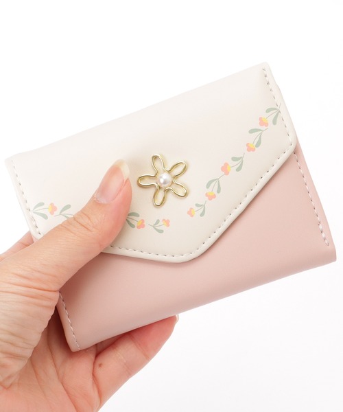 匿名配送】SAINT LAURENT 三つ折り財布 フラワーモチーフ 匿名配送