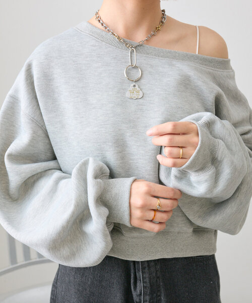 w closet(ダブルクローゼット)の「ワンショル裏起毛スウエット(Tシャツ/カットソー・レディース・アイボリー/グレー/ベージュ・FREE)」の9枚目の写真