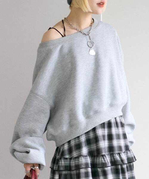 w closet(ダブルクローゼット)の「ワンショル裏起毛スウエット(Tシャツ/カットソー・レディース・アイボリー/グレー/ベージュ・FREE)」の10枚目の写真