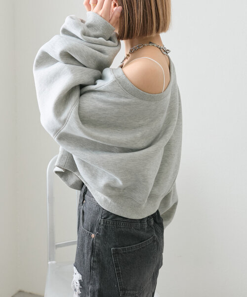 w closet(ダブルクローゼット)の「ワンショル裏起毛スウエット(Tシャツ/カットソー・レディース・アイボリー/グレー/ベージュ・FREE)」の11枚目の写真