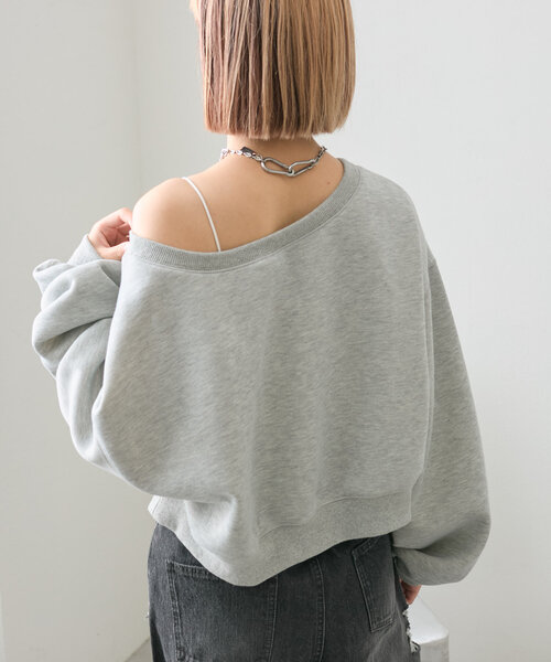 w closet(ダブルクローゼット)の「ワンショル裏起毛スウエット(Tシャツ/カットソー・レディース・アイボリー/グレー/ベージュ・FREE)」の12枚目の写真