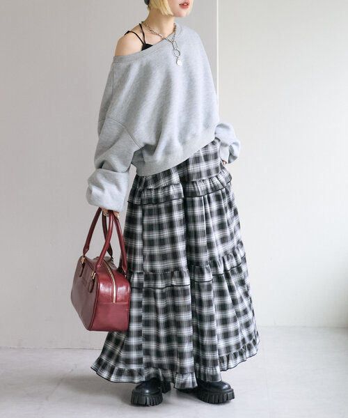 w closet(ダブルクローゼット)の「ワンショル裏起毛スウエット(Tシャツ/カットソー・レディース・アイボリー/グレー/ベージュ・FREE)」の14枚目の写真