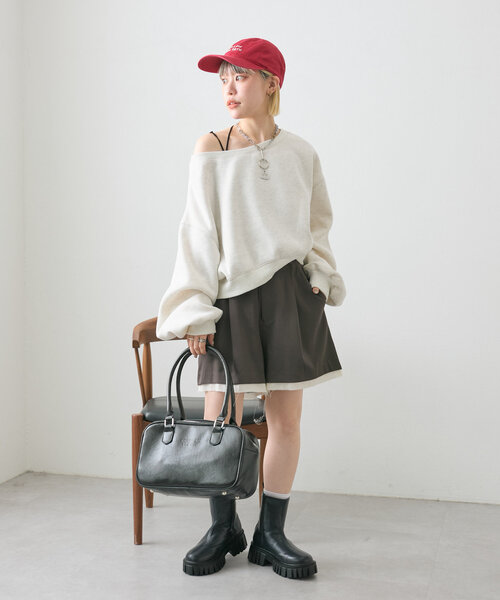 w closet(ダブルクローゼット)の「ワンショル裏起毛スウエット(Tシャツ/カットソー・レディース・アイボリー/グレー/ベージュ・FREE)」の19枚目の写真