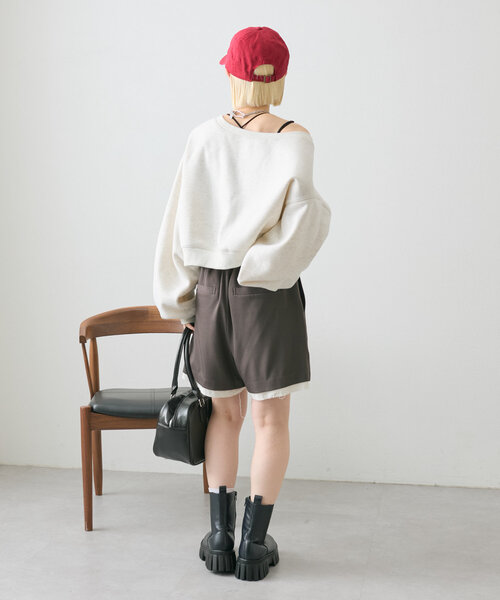 w closet(ダブルクローゼット)の「ワンショル裏起毛スウエット(Tシャツ/カットソー・レディース・アイボリー/グレー/ベージュ・FREE)」の20枚目の写真