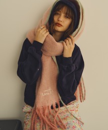 Unitage（ユニテージ）の「ロゴ刺繍配色ボリュームマフラー（マフラー・レディース・ピンク系）」