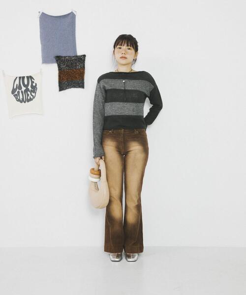 SENSE OF PLACE by URBAN RESEARCH(センスオブプレイスバイアーバンリサーチ)の「『別注』さらさ×SENSE OF PLACE モヘアライクワイドボーダーセーター(ニット/セーター・レディース・グレー系その他/ブルー系その他/イエロー系その他・ONE)」の13枚目の写真
