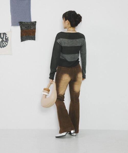 SENSE OF PLACE by URBAN RESEARCH(センスオブプレイスバイアーバンリサーチ)の「『別注』さらさ×SENSE OF PLACE モヘアライクワイドボーダーセーター(ニット/セーター・レディース・グレー系その他/ブルー系その他/イエロー系その他・ONE)」の14枚目の写真