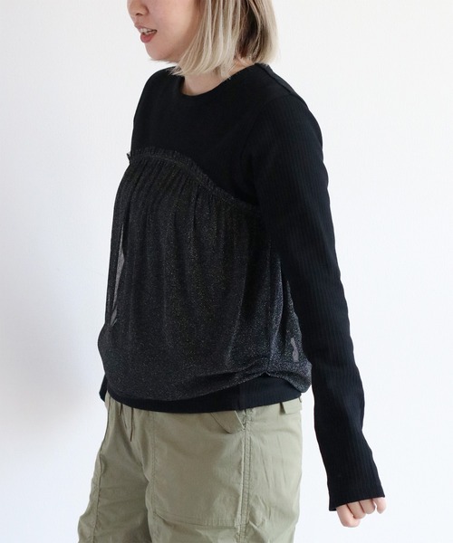cepo（セポ）の「チュールドッキングビスチェ（Tシャツ/カットソー・レディース・オフホワイト/ブラック・M）」の4枚目の写真